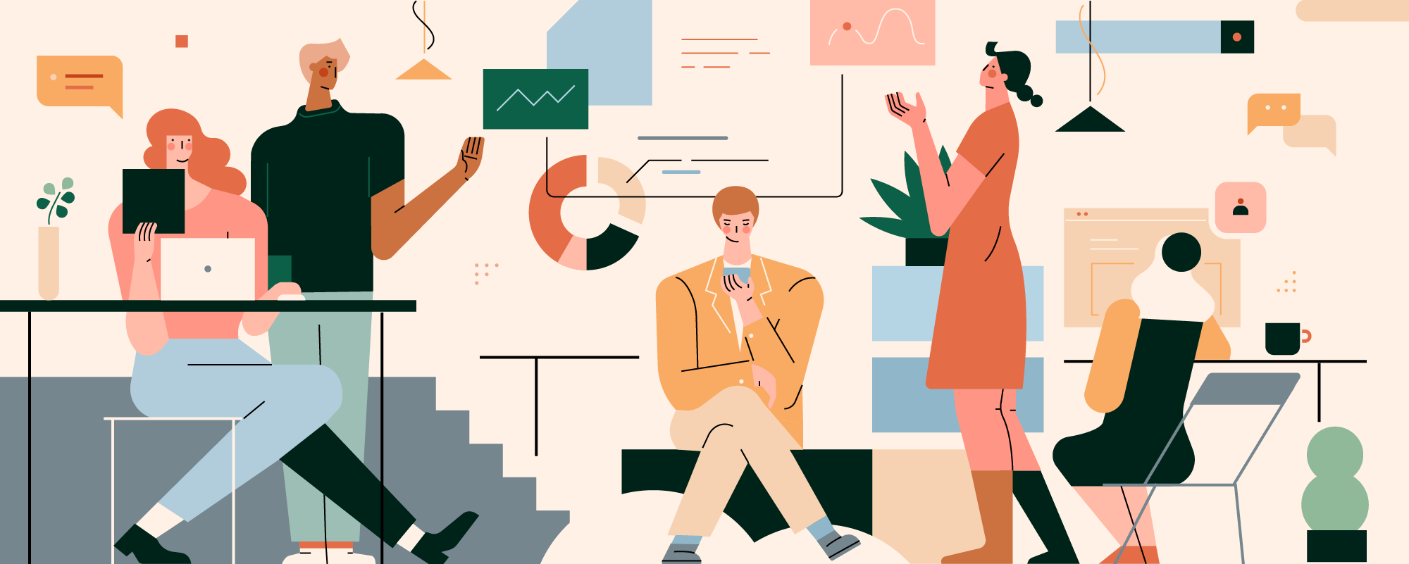 LINKSBRIDGE 网页插画 | Homepage #01 branding design flat graphic design illustration ui vector