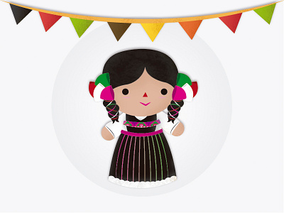 Muñeca de Trapo chibi doll flat girl icon illustration juguete mexicano mexican mexico toy toys vector