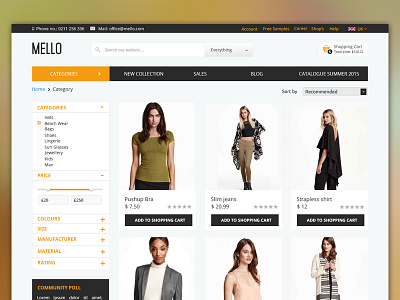 Listing page category category page e commerce ecommerce filters listing page online shop