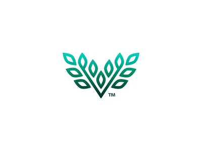 V Mark brand growth icon identity logo nature tress v victory