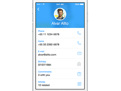 Contact Profile article birthday calendar call contact email ios list phone profile