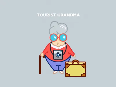 Granny character glasses grandma humah old tourism