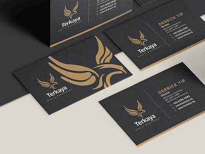 Terkaya Wealth Management business card bird brand falcon foil gold logo logotype management terkaya wealth