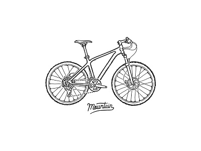 Mountain bike handdrawn handlettering illustration lettering mountain