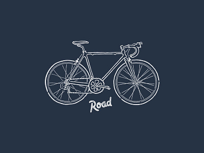 Road bike handdrawn illustration lettering road