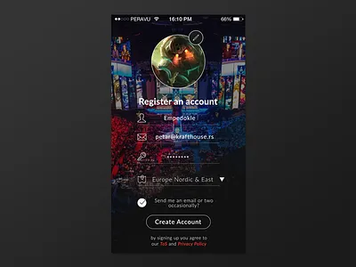 League of Legends - User Registration Screen / WIP experience gaming interface ios league legends of ui user