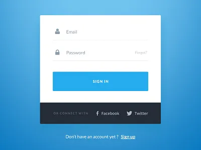 Login box blue box email flat interface login modern password social