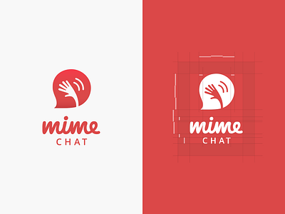 MimeChat logo app chat halcyonmobile hand logo messaging mimechat mobile red speechbubble ui wave