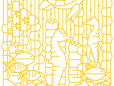 June Sea Horses animals illustration line simple