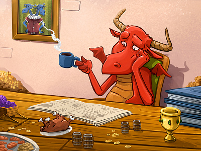 Later That Day - Panel 2 Detail comics dragon humor illustration