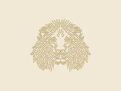 A little lion illustration gold illustration line lion ring stroke
