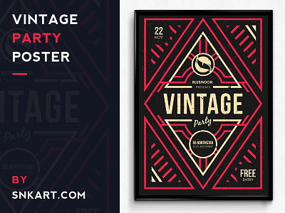 Vintage Party Poster geometric illustration poster vintage