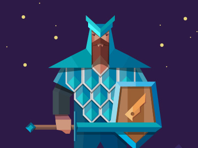 Warriors Moon character flat game illustration war warriors moon