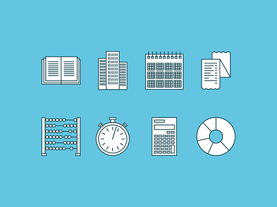 Accountancy Icons accountancy book keeping calculator charts corporate facts finance icons illustration line drawing tax