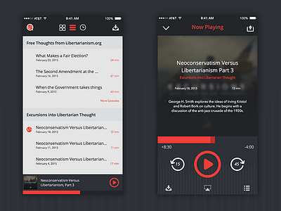 Cato List View & Player View animation app design cato design experience interface list podcast savvy apps sketch ux