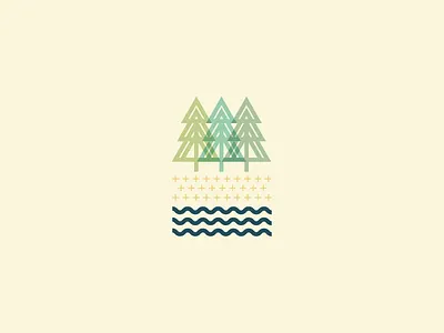 Habitat Icon dirt eco ground habitat pine tree water waves