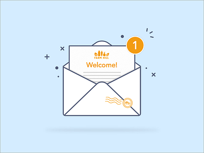 Welcome Envelope design envelope illustration letter sparkles stamp ui ux