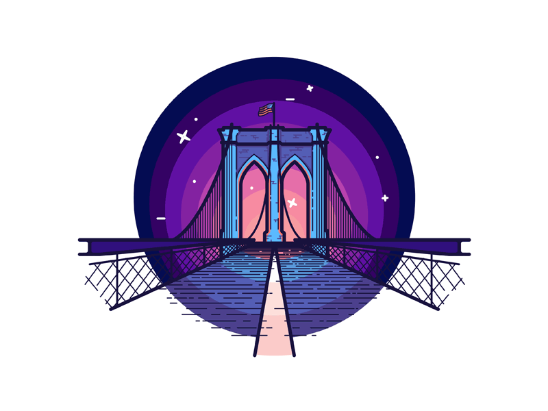 Brooklyn Sticker bridge brooklyn contest line art mule night sticker