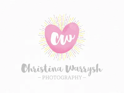 Christina Warrysh Photography ~ Logo Design babies family friendly heart kids logo logo set photographer pink starburst typography vector