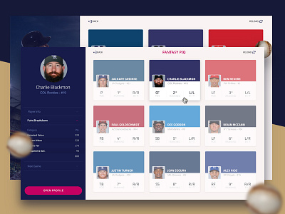 Player Lineup V2 fantasy baseball fantasy league fantasy sports ui ux web app web application