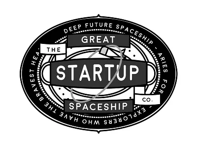 Startup Spaceship Badge ai badge illustrator logo spaceship vector