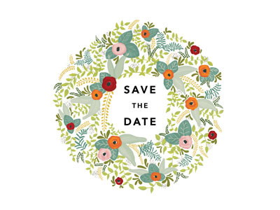 Save the date invitation card card digital painting invitation save the date wedding