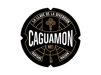 Caguamon badge beer black crest drink key menu restaurant