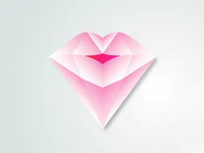 Diamond Lips Icon diamond flat fresh fun icon lips logo party pink ui web