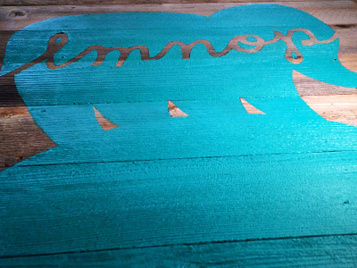 LMNOP wood signage daycare elephant freehand hand painted logo reclaimed signs wood