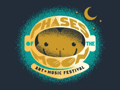 AstroMonkey astronaut distress flat icon logo logotype monkey moon space stars texture typography