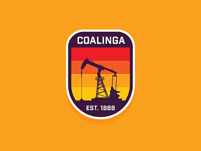 Coalinga, CA badge home illustrator minimal oil pump retro sunset type typography vintage