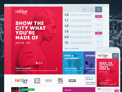 Halifax Pride branding css events grid layout marketing mobile pride ui web web design