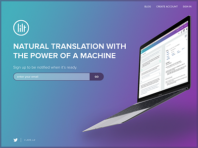 Lilt Website gradient homepage landing page macbook startup web app