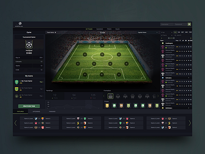 Fantasy soccer application concept betting sportsbook design field football soccer sport stadium ui