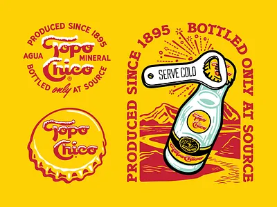 Topo Chico 2 bottle bottle cap lockup mountains snow