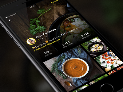 User Profile app food ios mobile ossmium photos profile social ui user experience user interface ux