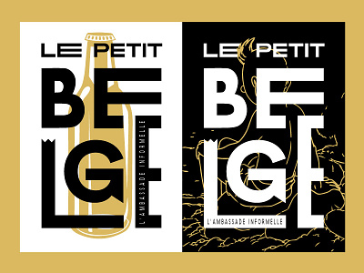 Le Petit Belge II beer black cafe custom type gold la belgique logo logo design poster poster design typography