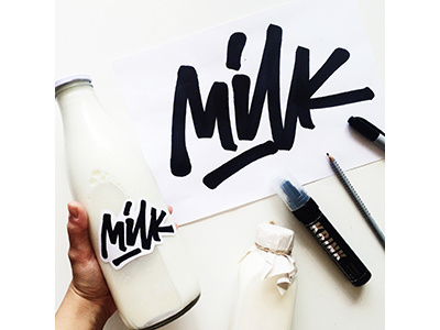 tag "Milk" art design font hand lettering logo logotype print type