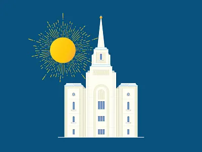Temple architecture brigham city church flat icon illustration sun temple utah