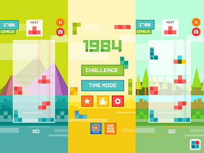 Tetris Flat IOS Game android arcade art flat game ios iphone minimalistic mountain square tetris vibrant