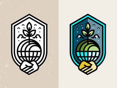 Agriculture globe hands icon illustration logo plants vector