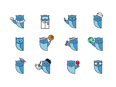 OWLs in school branding character design iconography owls school