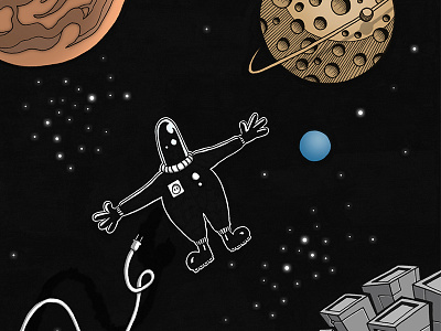 Houston… doodle drawing illustration ink planets space ufo