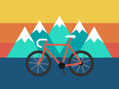 Mountains + Bike = Fun Time Now bike illustration minimal mountains vector