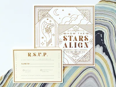 HTSA Invite blind emboss gold foil invite letterpress wip