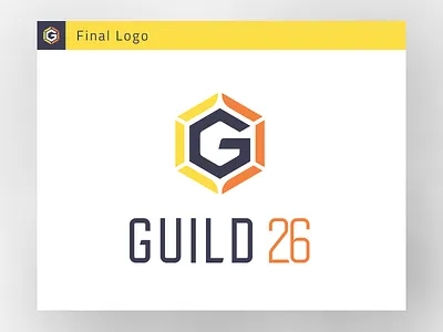 Final Logo : Guild 26 26 g guild hex hexagon icon logo logotype orange yellow