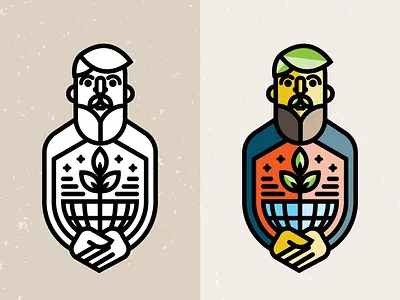 Captain Plant-it globe hands icon illustration logo man plants vector