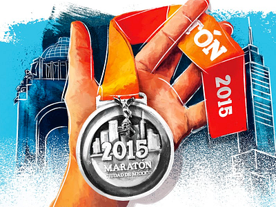 Maratón CDMX 2015 city hand illustration maratón mexico city photoshop winner