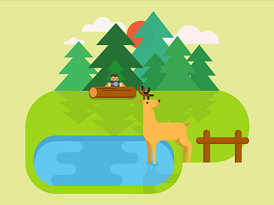 Shot a deer ai deer flat illustration photographer vector