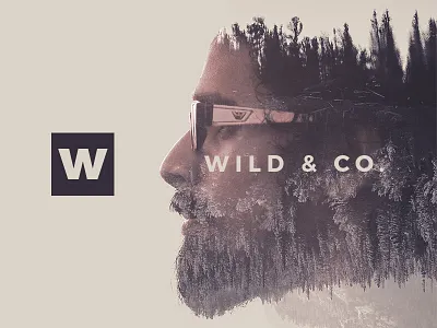 Illustration for Wild & Co. beard branding double exposure forest goggles hipster illustration logo photography retro specs wild